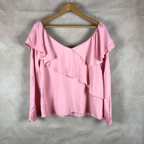 ONE HART Long Sleeve Pink Ruffled Top NWT M - Picture 10 of 12